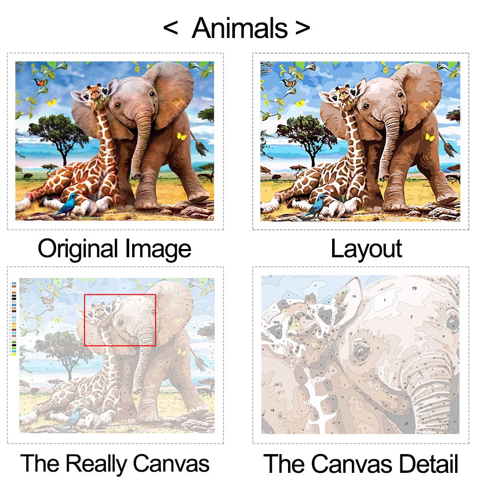 Description Picture 3 of itemAZQSD Personalised Paint By Numbers Photo Custom DIY Oil Painting Picture Drawing Canvas Portrait Family Children Pets Photo