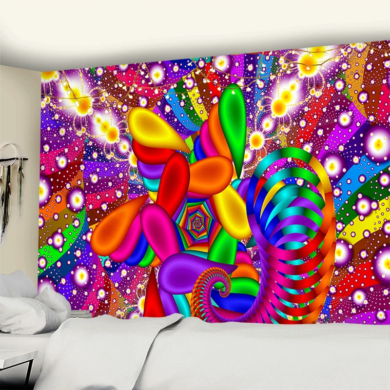 

Psychedelic Mushroom Tapestry Bohemian Home Decor Wall Tapestry Hanging Huge Mushroom House Fairyland for Bedroom Living Room