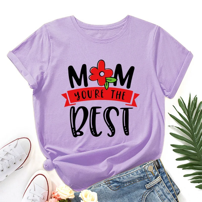 

Fashion Trendy Creative Letters Pattern Women Cotton Short Sleeve T-shirt Casual Round Neck Loose Plus Si Women's Tops