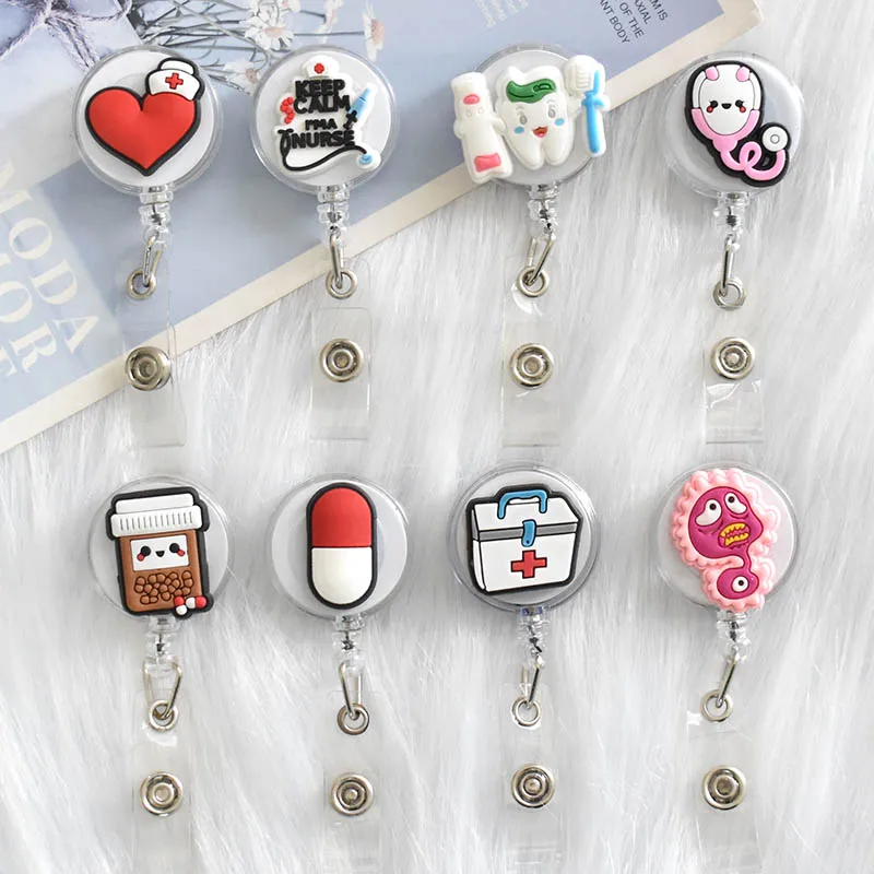 1PCS Hospital Retractable Badge Reel with Belt Clip Cute Nurse Doctor Name  Tag Card Holder Accessories Office Supply Clip