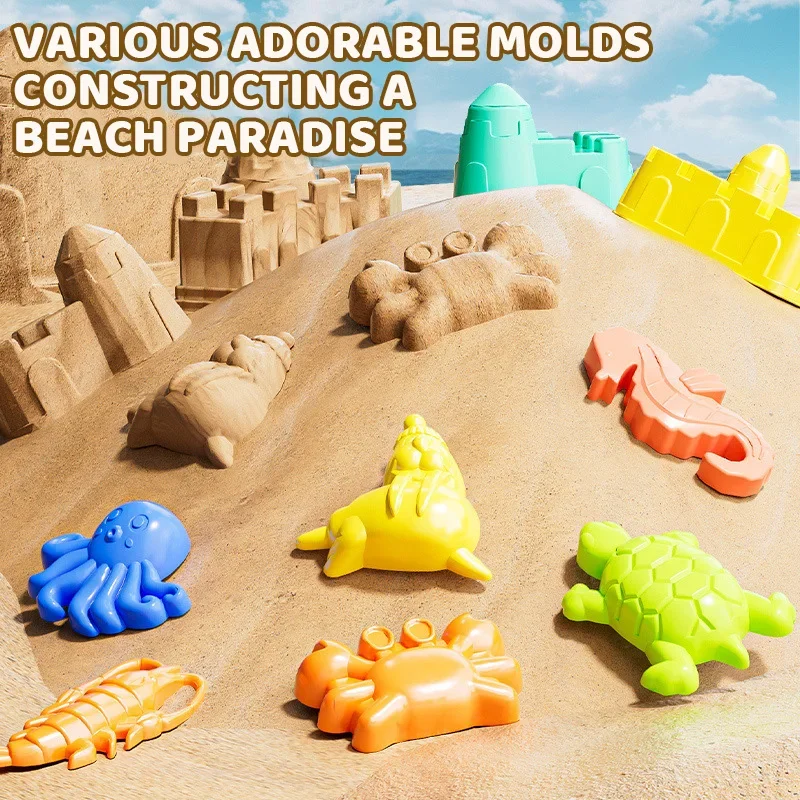 Beach Toy Set for Kids Sand Wheel Sand Bucket Scooter Shovel Rake Sailboat Cute Molds Outdoor Sandbox Sand Toys