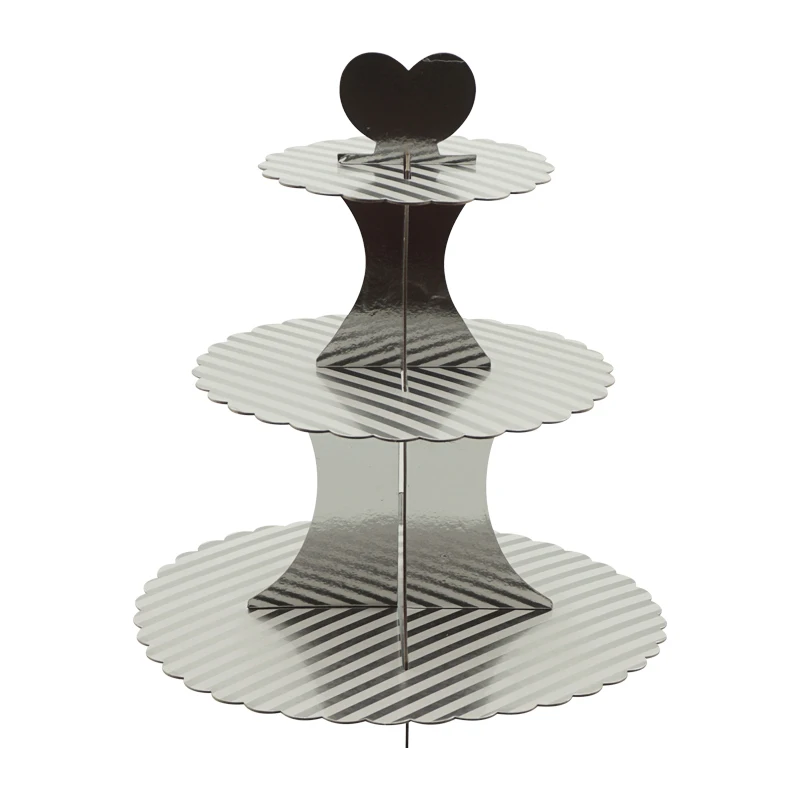 3-Layer Paper Bronzing Cake Stand Birthday Party Wedding Cake Decoration DIY Paper Craft Dessert Display Stand Tools
