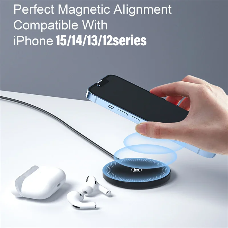 30W Magnetic Wireless Charger Pad Fast Charging Stand iPhone 15 14 13 12 Pro Airpods PD Macsafe Phone Chargers Dock Station magnetic wireless charger