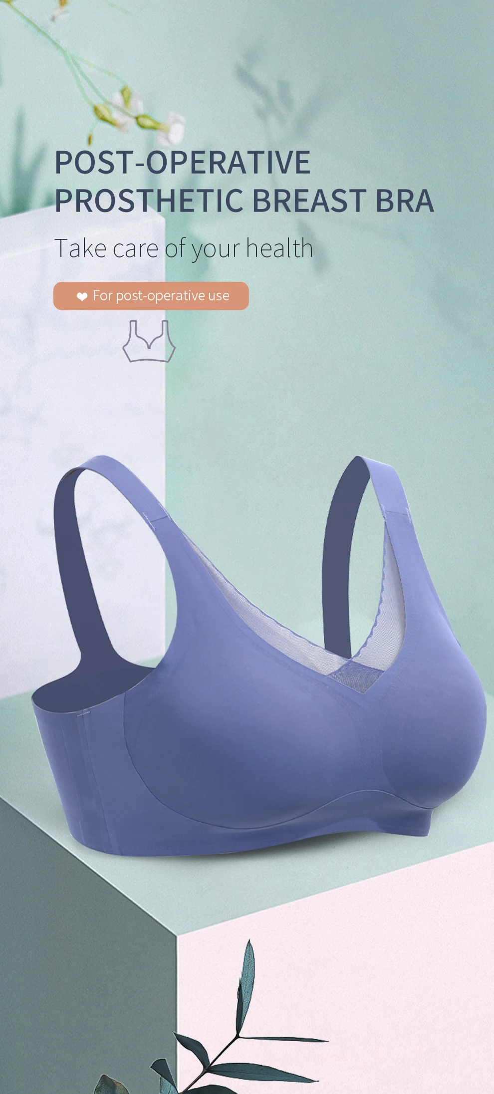 Seamless Prosthetic Breast Bra - Lightweight Mastectomy Bra