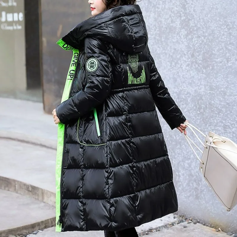 2023 New Women Down Cotton Coat Winter Jacket Female Mid Length Version Parkas Loose Thick Outwear Hooded Leisure Time Overcoat
