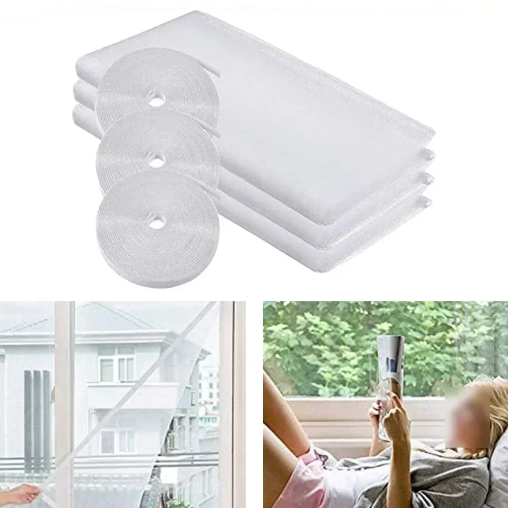 3 Pack DIY Self-Adhesive Mesh Curtain ,Fly Bug Bee Protector Screen 51x59 Inches With 3 Rolls Sticky Tapefitted To Multiple Windows - View #13