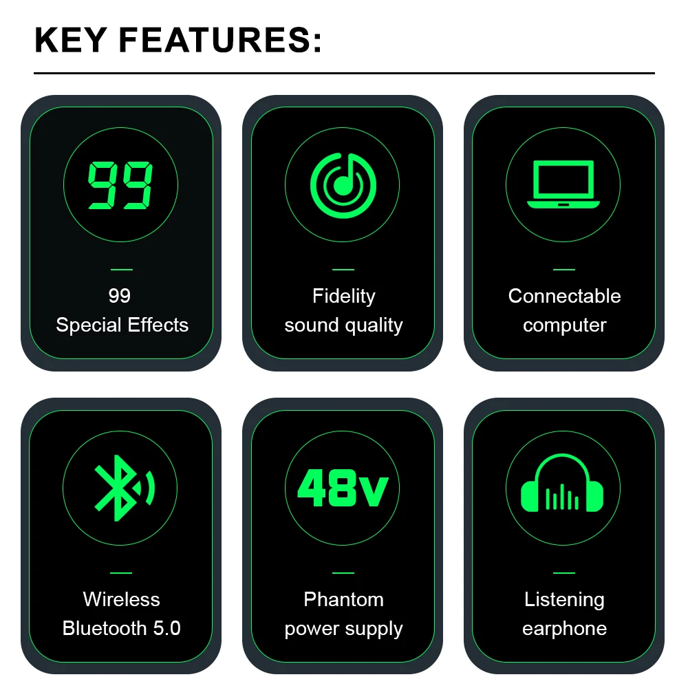 LEUS MX4 Channel 99 DSP Effect Audio Mixer Record PC 48V Phantom Power USB Sound Mixers Bluetooth DJ Console Mixing for Karaok audio mixer