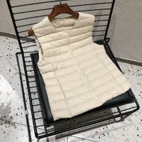 2023 New Women Sleeveless Puffer Jacket Spring Winter Female 90% White Duck Down Ultra Lightweight Packable Warm Down Liner Vest 1