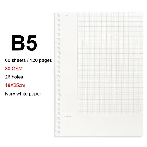 A4/B5/A5 Loose Leaf Refill Binder Notebook Blank/Line/Grid/Cornell Replacable Metal Ring Office&School Supplies Stationery - Image 12