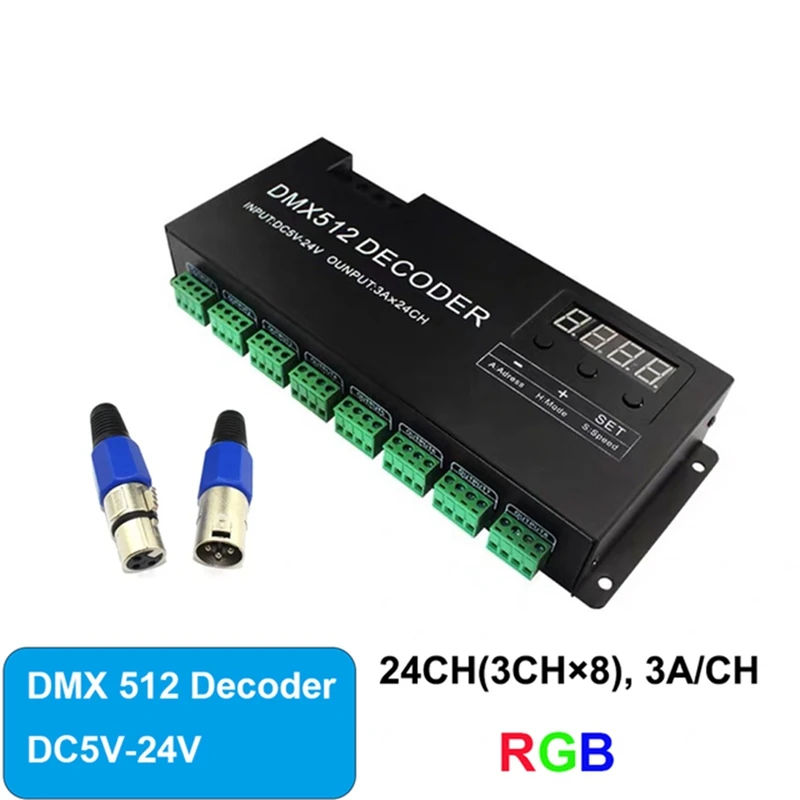디지털 24CH RGB RGBW DMX512 디코더, RGBW 512 디코더, LED 스트립용 DMX 512 컨트롤러