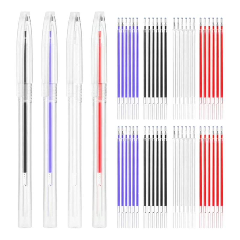 

4 Pieces Heat Erasable Fabric Marking Pens Heat Erase Pens With 48 Refills For Quilting Sewing And Dressmaking