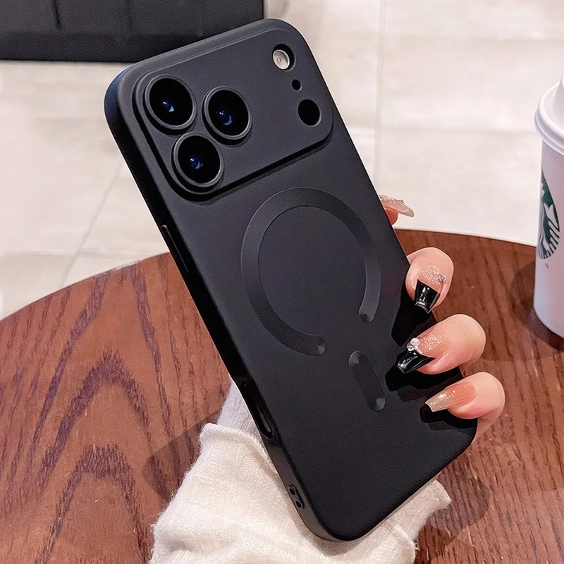 Luxury Matte Magnetic Wireless Charging Case with Glass Lens Protector