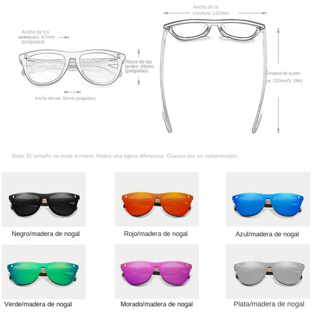 KINGSEVEN-gafas de sol cuadradas para hombre y mujer, lentes de madera de  nogal, protección UV400