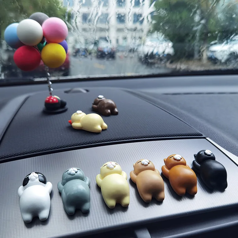 

Car Decoration Ornaments Creative Cute Cartoon Color Cute Kitten Center Console Looking Up At The Sky Doll Interior Accessories