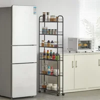 6 Tier Slim Storage Cart with Wheels, Metal Mobile Shelving Unit Organizer Utility Cart for Kitchen Laundry Room Narrow Places 2
