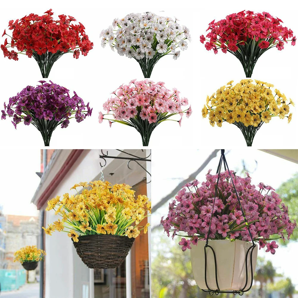 

31CM Artificial Flowers Outdoor Plastic Plants Garden Porch Decor Artificial Flowers Fake Flowers Home Garden Bouquet Decor