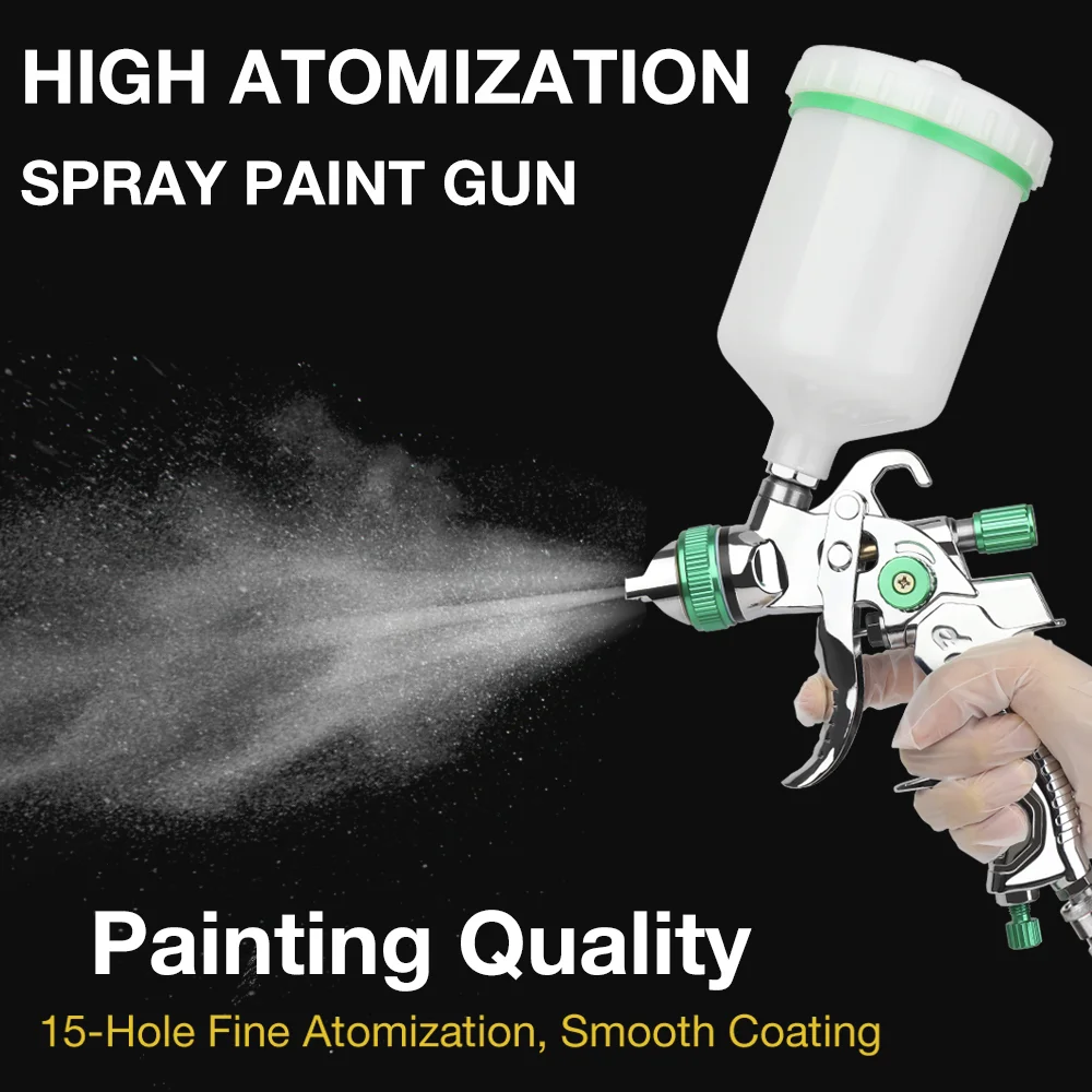 HVLP Professional Spray Gun 1.4mm 1.7mm 2.0mm Steel Nozzle Household Spray Gun Portable Car Paint Spray Gun Kit Pneumatic Tools 2