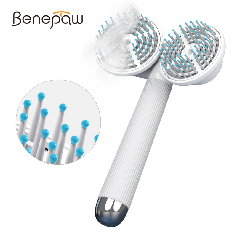 

Benepaw Electric Negative Ions Dual Head Dog Brush Self-cleaning Pet Grooming Comb Gently Removes Loose Hairs Mats Tangles