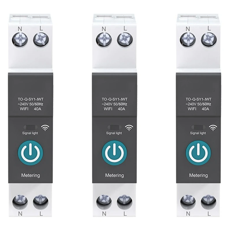 

RISE-3X 40A Tuya Single Phase Din Rail WIFI Smart Energy Meter Timer Power Consumption Monitor Kwh Wattmeter,Black