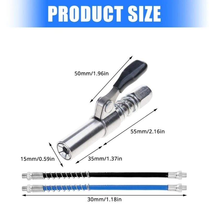 Efficient Single Handle Grease Guns Mouthpiece with Locking Design for M6 to M14 Nipples Leak Prevention Industrial Use R6FB