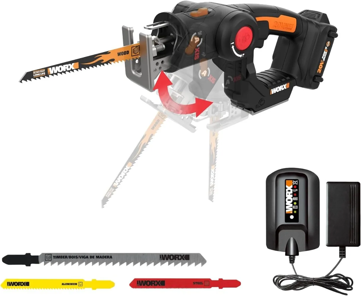 

20V AXIS 2-in-1 Cordless Reciprocating Saw & Jig Saw Orbital Cutting Reciprocating Saw Pivoting Head Jigsaw Tool with Tool