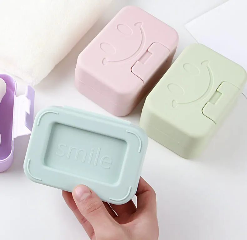 Description Picture 6 of item1pc Soap Dish Non-punch Household Cute Soap Dish with Lid, Expression Detail Soap Dish Container for Home Bathroom Travel