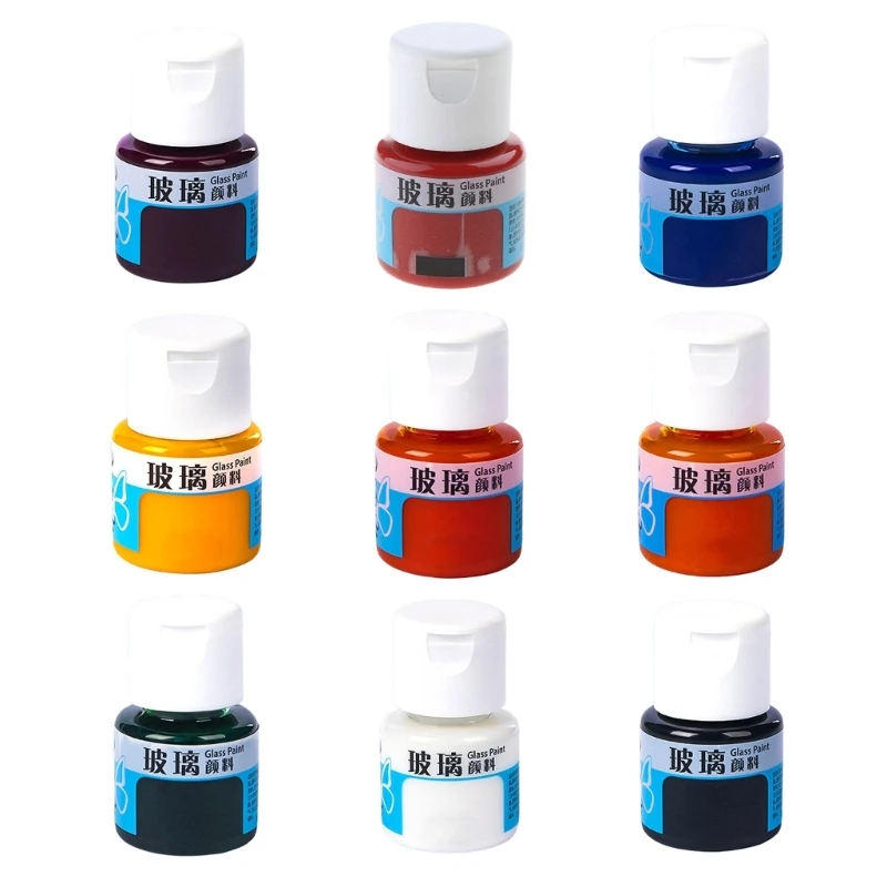 Glass Paint,9Color Vibrant Glass Paint for Wine Glasses,Light Bulbs,DIY Painting