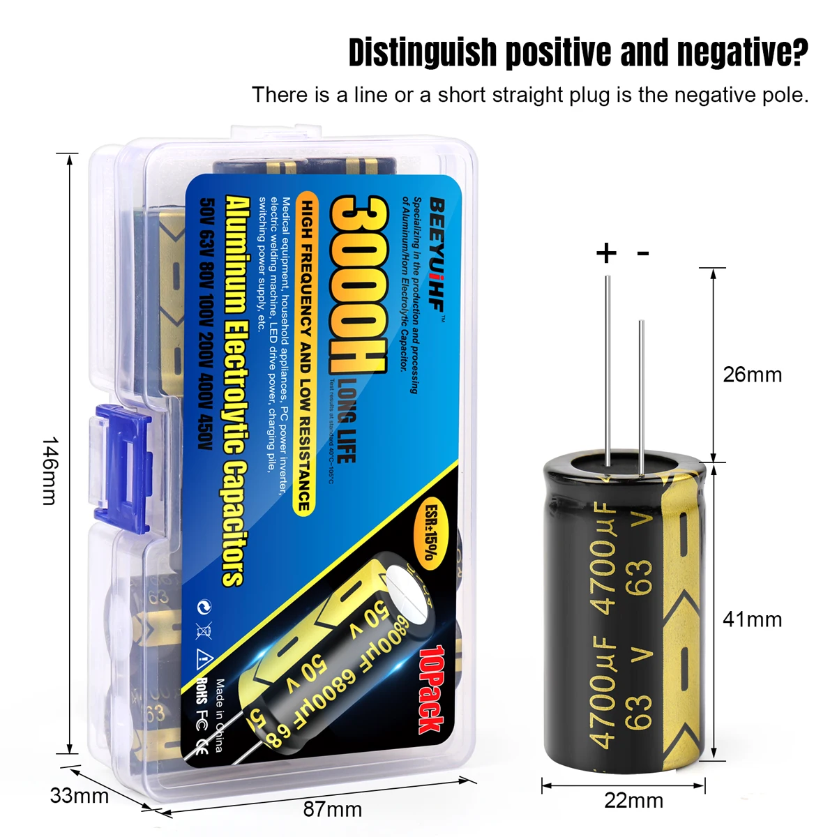 Sourcing Map Aluminum Radial Electrolytic Capacitor Low ESR Green With  100uF 100V 105 Celsius Life 3000H