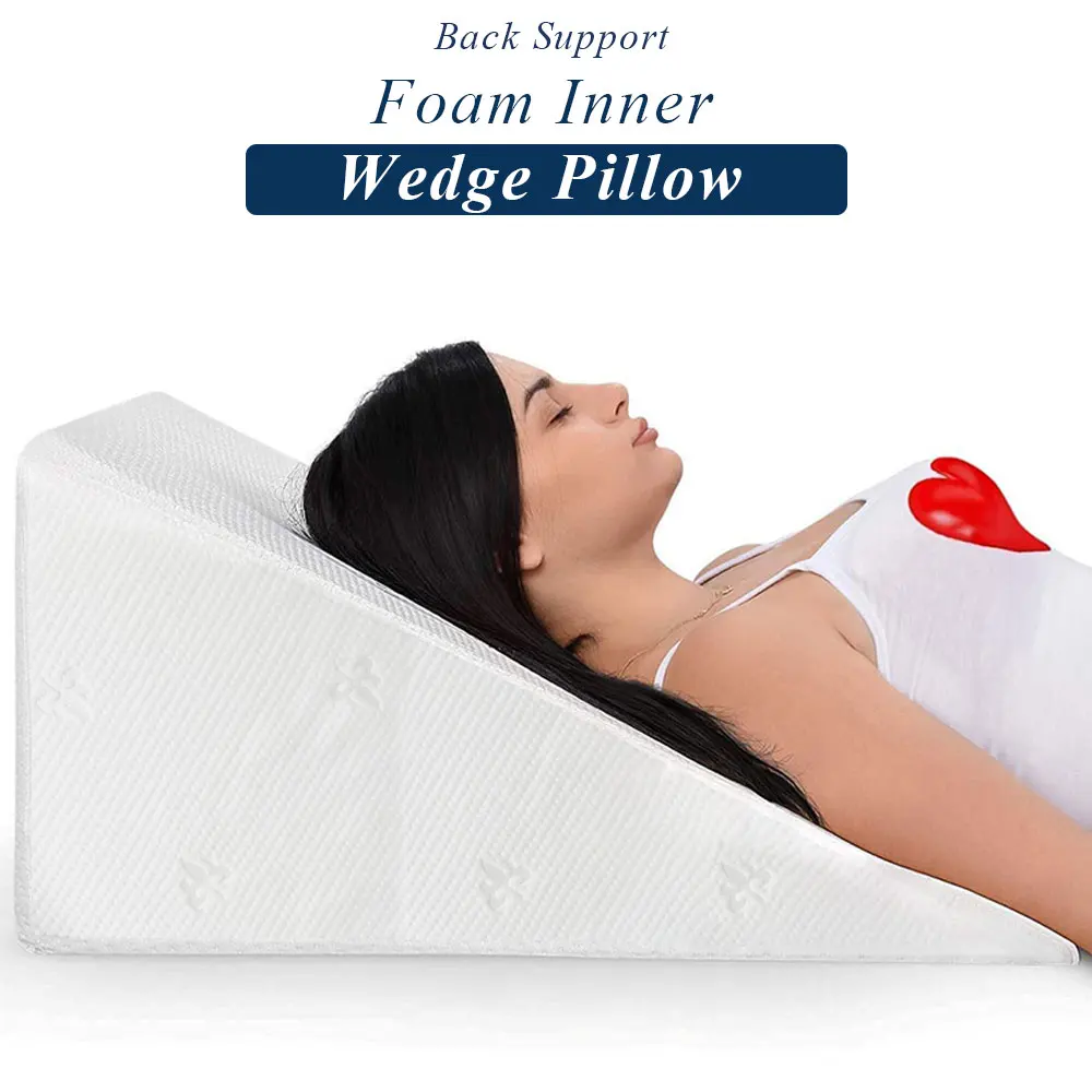 Bed Wedge Pillow For Acid Reflux Leg Elevation Reading & Back Support With  Removable Cover(60x30x50cm) - Pillow - AliExpress