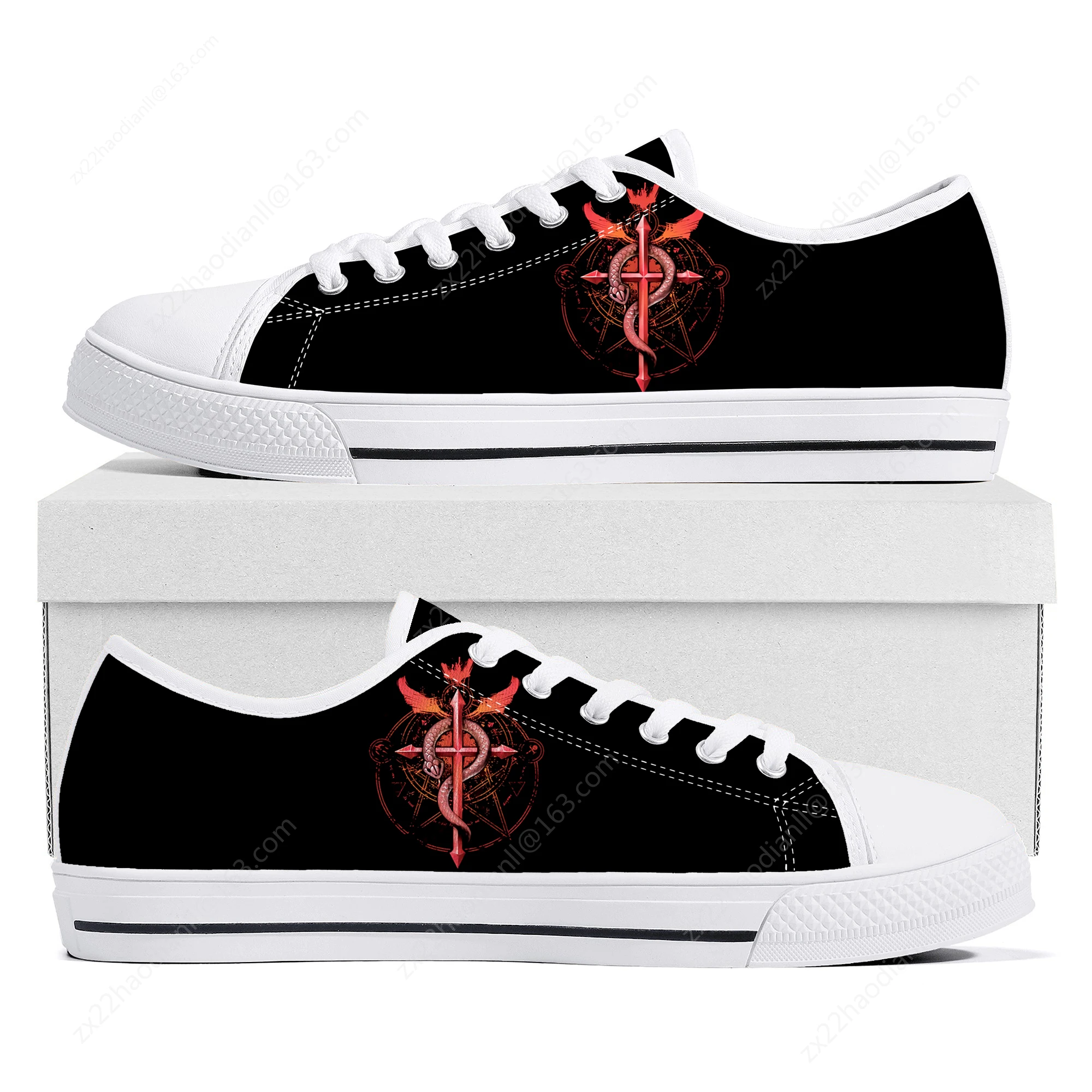 Comics Fullmetal Alchemis Low Top Sneakers High Quality Mens Womens Teenager Canvas Sneaker Couple Shoes Custom Casual Shoe