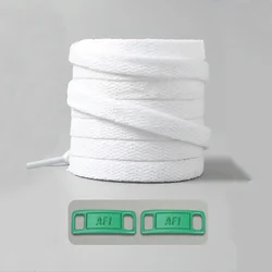 Timeless Black & White Flat Shoelaces with Metal Buckle Shoe Accessories - 160cm (White green)