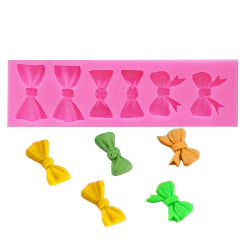 

6 Tie Cute Bow Silicone Mold Fondant Mousse Chocolate Cake Decoration Dessert Pastry Kitchen Baking Accessories Supplies Tools