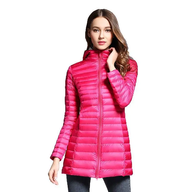 New Warm Women's Lightweight Down Jacket Coats Down Puffer Jacket Women Hooded Slim Outerwear Windproof Windbreaker Coat