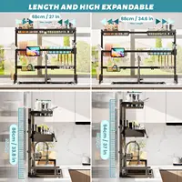 Over The Sink Dish Drying Rack (Expandable Height and Length) Snap-On Design 2 Tier Large Dish Rack (27-36L x 12W x 32.5-37H) 2