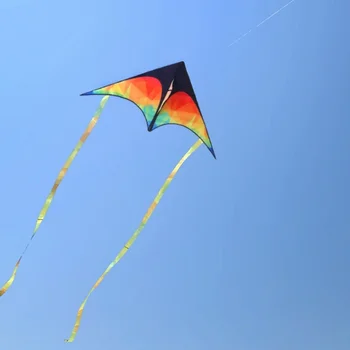 Aquilone Delta Grande Colorato a Doppia Coda, Facile da Pilotare, con Filo da 50 Metri, per Bambini e Adulti