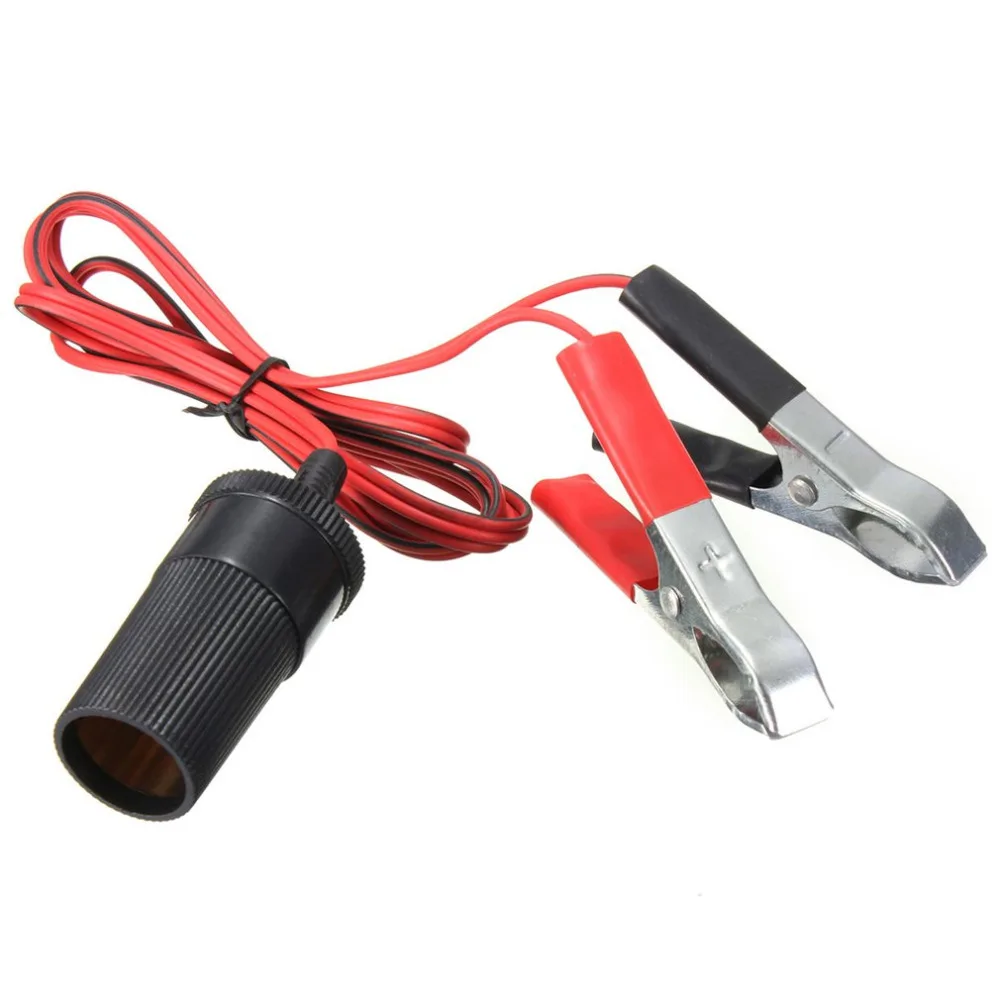 Universal 12V Car Auxiliary Cigarette Lighter Socket Connector Battery Crocodile Clips Power Adapter Extension Cord