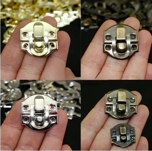 10Pcs Antique Hasps Iron Lock Catch Latches for Jewelry Box Buckle Suitcase Buckle Clip Clasp Wood Wine Box Latch
