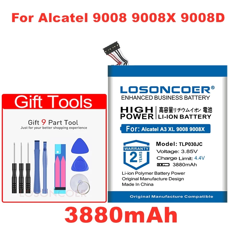 Аккумулятор LOSONCOER TLP030JC 3880 мАч для Alcatel One Touch A3 XL 9008 9008X 9008D CAC3000034CC | Мобильные