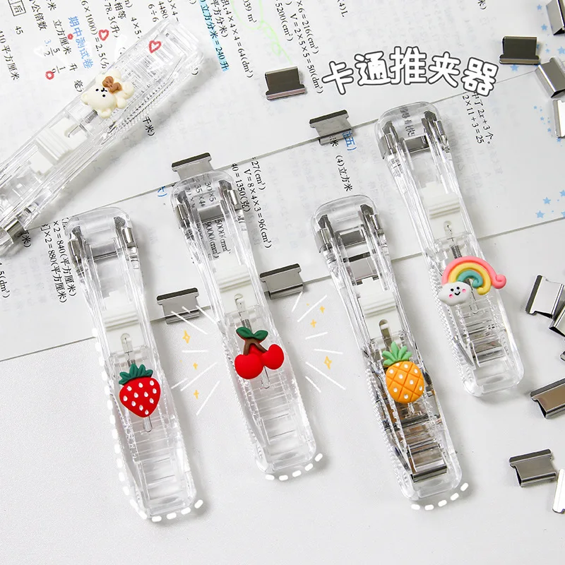 Mini Stapler Reusable Staples Cute Cartoon Paper Binder Transparent Stapler Stationery Office Binding Tools School Supplies