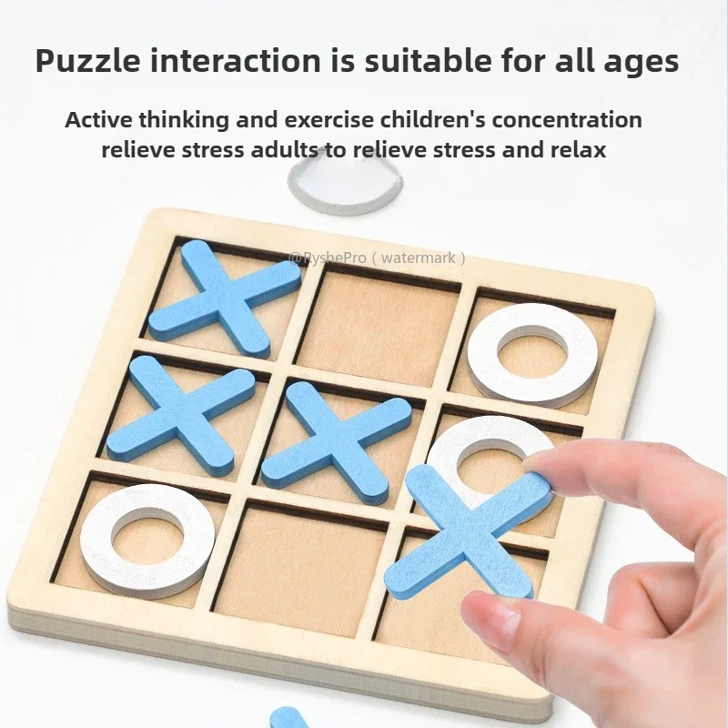 Board Game Table Games Tic Tac Toe Wooden Board Xo Chess Blocks For Classical Family Children Seniors