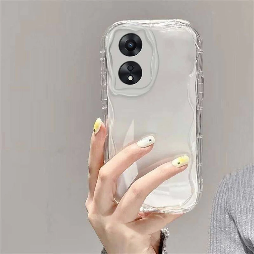 Clear Curly Frame Soft TPU Shockproof Phone Case with Wavy Bumper Design