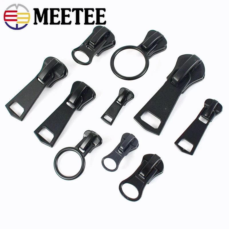 

Meetee 10Pcs 3# 5# 8# 10# 15# Zipper Sliders for Resin Zips Clothes Jacket Zippers Head Repair Kit DIY Sewing Zip Slider Puller