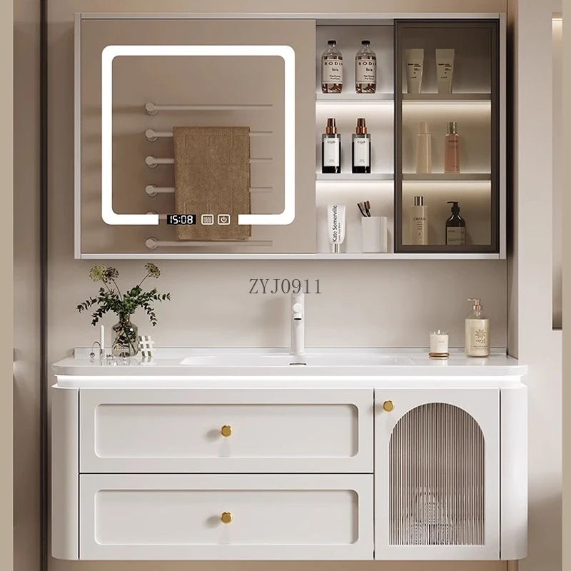*Nordic style ceramic integrated basin rounded corner bathroom cabinet combined toilet washbasin cabinet