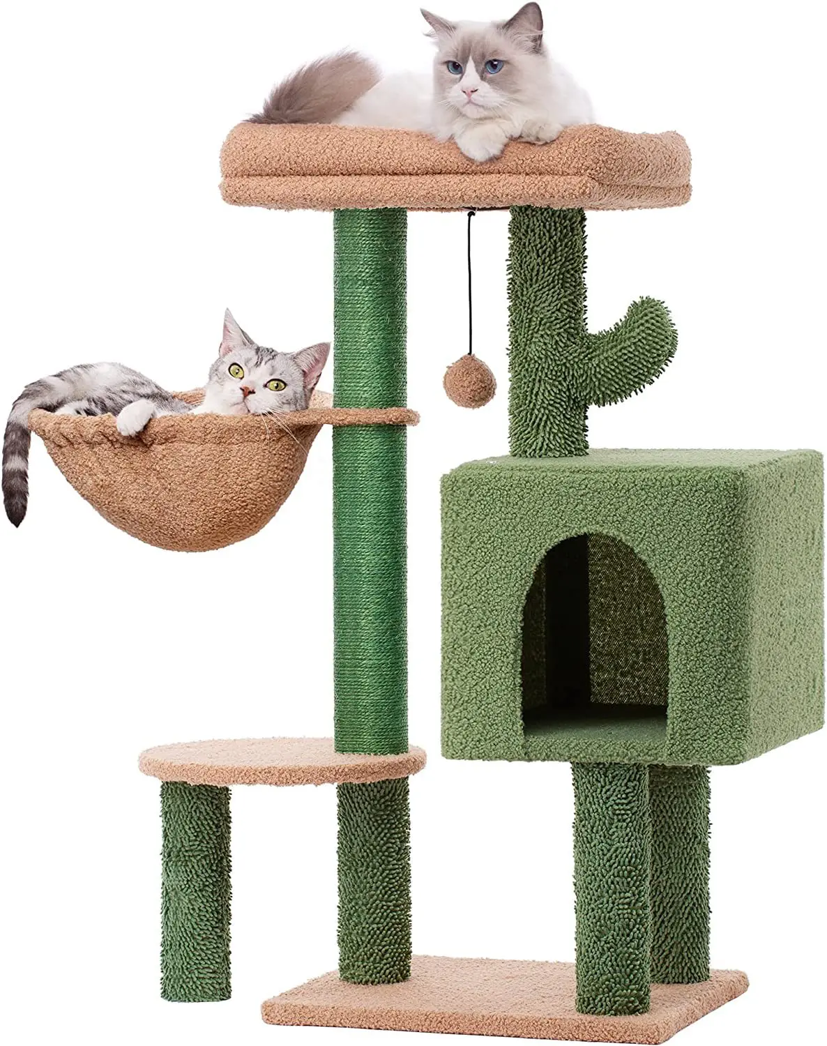 

Cat Tree Tower Cactus Cat Scratching Post All Natural Sisal Scratching Post Hanging Bell Ball Cat Climbing Pet Toy