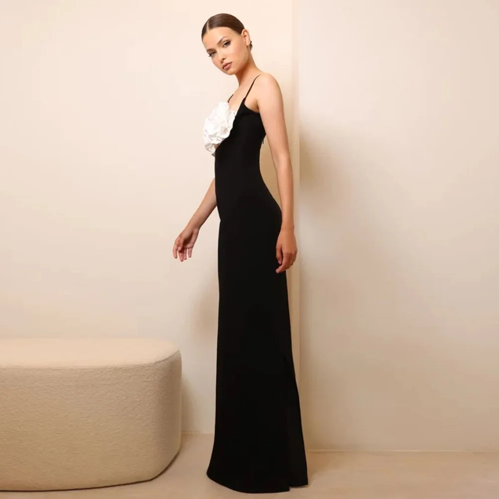 2024 New Women's Sexy Hollow out Italian Noodle Strap 3D Flower Design Bandage Long Dress Elegant Party Evening Dress