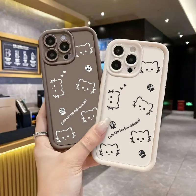 Chic Cat-Design Shockproof Silicone Phone Case
