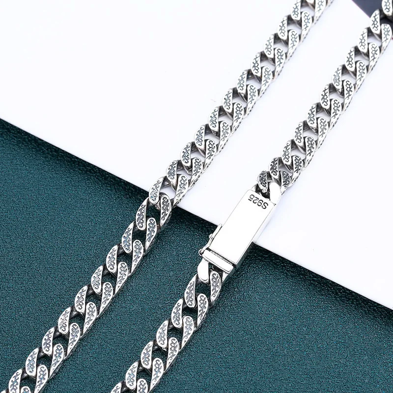 S925 Sterling Silver Tiger Head Cuban Tank Necklace Vintage Thai Silver Choker Hip Hop Punk Boutique jewelry