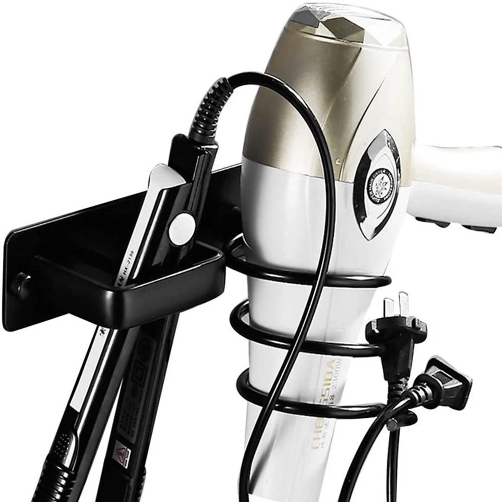 Hair Dryer Holder Organizer Rack Wall Mounted Hair Straightener Stand