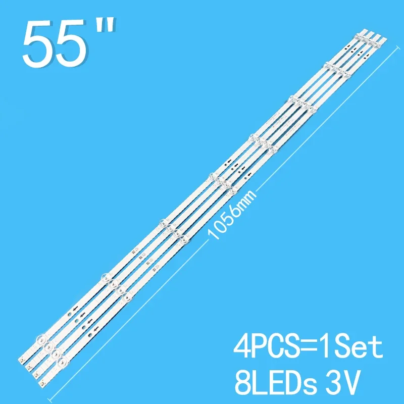 4PCS/lot  8LEDs 3V For 55