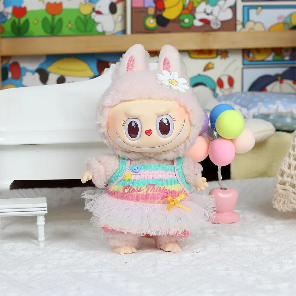 Mini Plush Doll Clothing Set - Flower Shirt, Leather Jacket, Skirt Gift Set